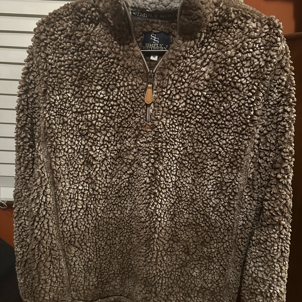 Simply Southern Women’s Zip Up Brown Sherpa Sweater